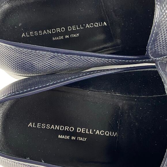 Alessandro dell Acqua Mens Dress Shoes Dark Navy Color Leather  Size 44 1/2 - Picture 9 of 12